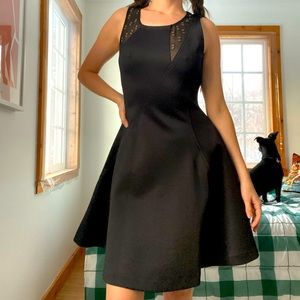 A Line Little Black Dress with Mesh Cutouts